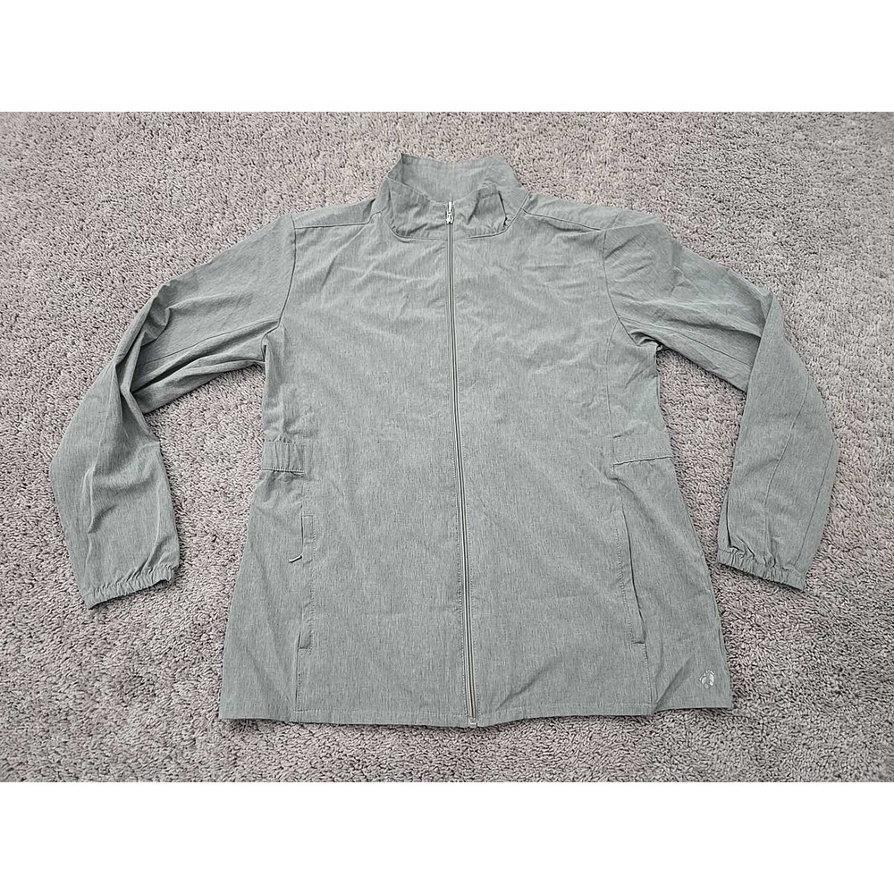 Hang Ten Jacket‎ Womens XL Gray Full Zip Cinched Waist Lightweight Hybrid Casual